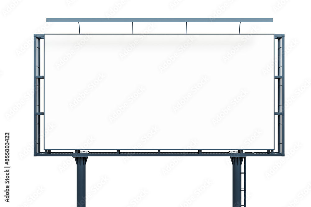 Aufkleber A blank billboard mockup isolated on a white background, showcasing an empty space for design or advertisement concept. 3D Rendering