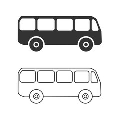 Bus sign line icon. Public transport symbol vector