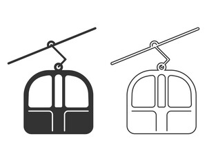 Cable Car Line Icon Vector Art Illustration Flat Sign
