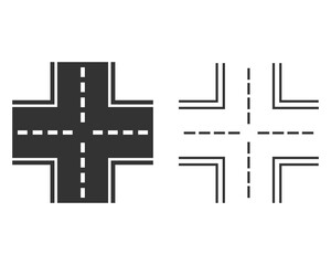 The crossroads line icon. Crossway and crossing, intersection, road, route symbol. Flat Vector illustration