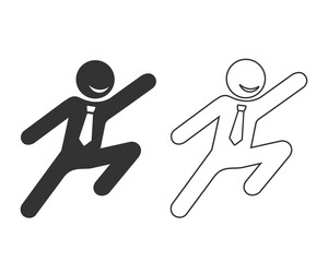 Success Icon Symbol line icon. Premium Quality Isolated Jumping Human Element In Trendy Style Vector
