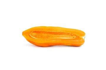 Ripe papaya fruit with cut in half  isolated on white background, Half of organic papaya fruit