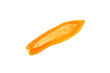 Ripe papaya fruit with cut in half  isolated on white background, Half of organic papaya fruit
