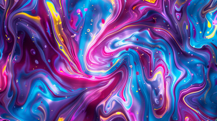 The colorful neon background exudes psychedelic energy, where intense colors and fluid movements create a hypnotizing atmosphere.