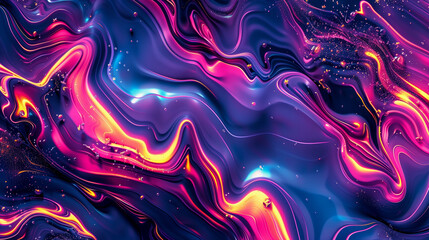 The colorful neon background exudes psychedelic energy, where intense colors and fluid movements create a hypnotizing atmosphere.