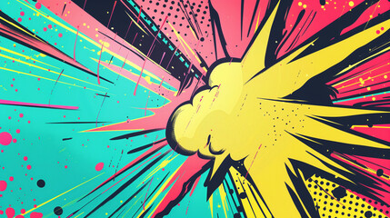 Pop art comic background with abstract lightning illustration. Intense colors and lively lines create a wow effect, perfectly matching modern graphic designs full of energy and creativity.