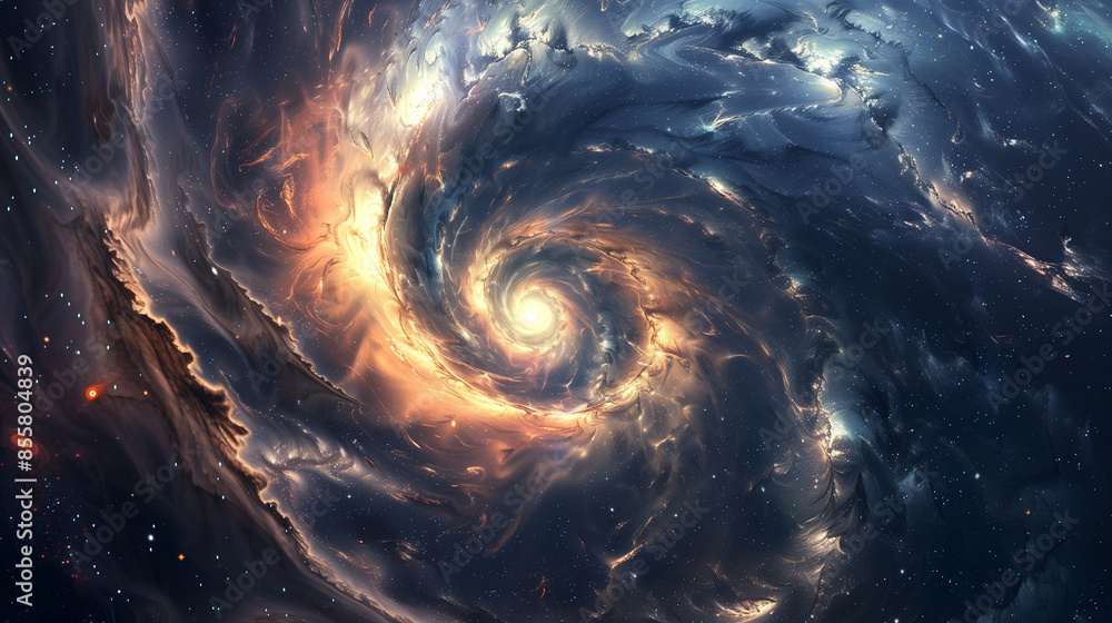 Wall mural spiral galaxy in infinite space. impressive swirls and colorful explosions remind us of the power an