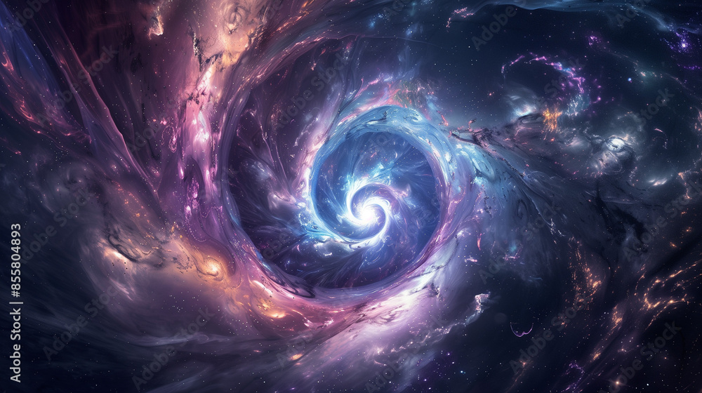 Wall mural spiral galaxy in infinite space. impressive swirls and colorful explosions remind us of the power an