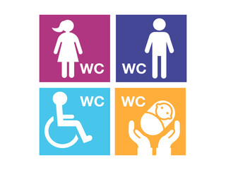 Fototapeta premium Icons set for wc. Four icons divided into men, women, disabled and childcare. Vector.