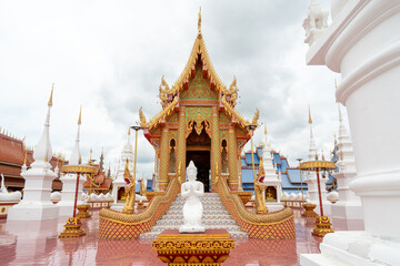Wat Phiphat Mongkhon, a tourist attraction in Sukhothai, a beautiful temple with outstanding architecture in Thung Saliam and a very famous temple in Thailand.