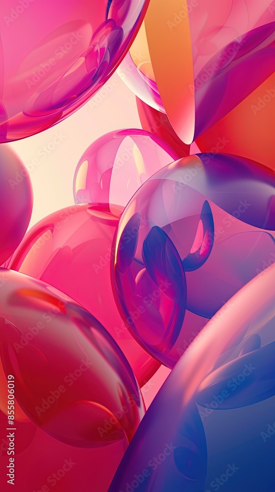 Aufkleber geometric figures with smooth edges, dynamic composition with asymmetrical balance