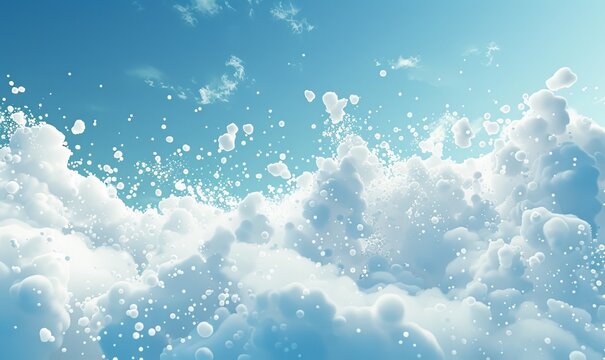 illustration of abstract background with white foam flying in air in light place