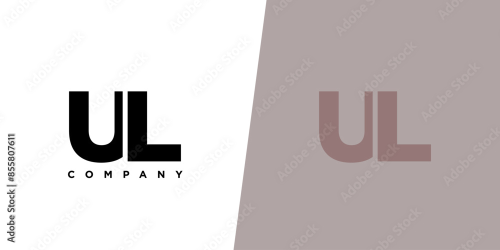 Poster letter u and l, ul logo design template. minimal monogram initial based logotype.