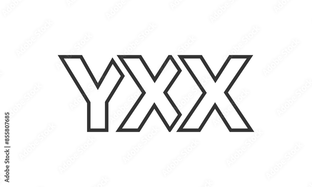 Poster YXX logo design template with strong and modern bold text. Initial based vector logotype featuring simple and minimal typography. Trendy company identity.
