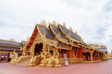 Wat Phiphat Mongkhon, a tourist attraction in Sukhothai, a beautiful temple with outstanding architecture in Thung Saliam and a very famous temple in Thailand.