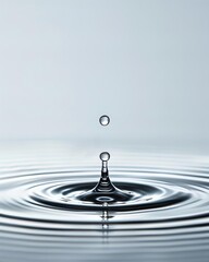 The drop falls below the water surface