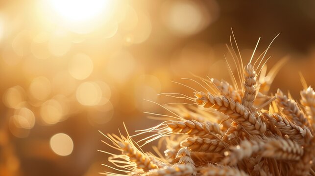 Background with wheat and empty space for text. Harvest festival, lugnasad, lammas, grain harvest festival, bread day. Farmer's bread. growing grain crops - Powered by Adobe