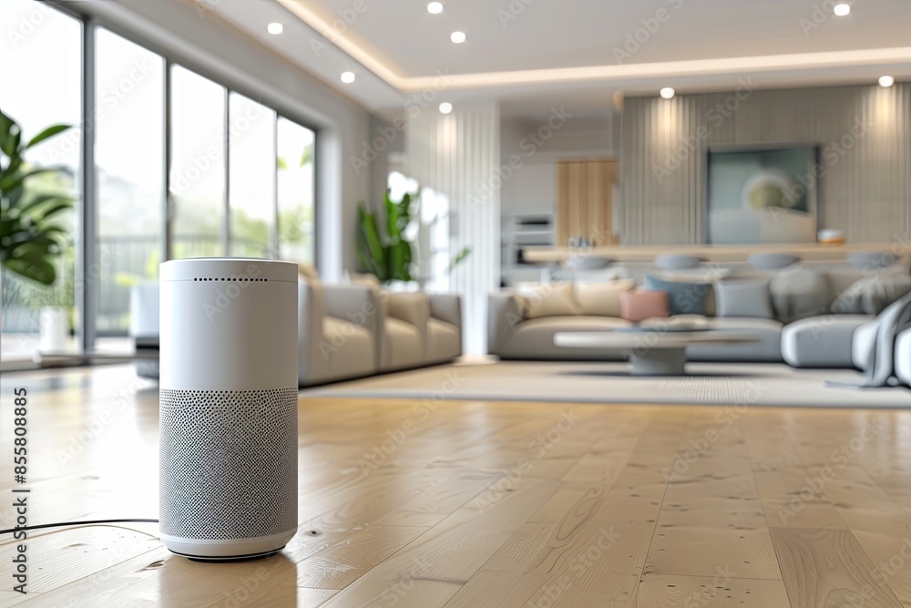 Leinwandbilder a modern smart home with a sleek and contemporary design featuring a voice assistant, automated ligh