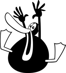 cartoon happy black duck animal character coloring page