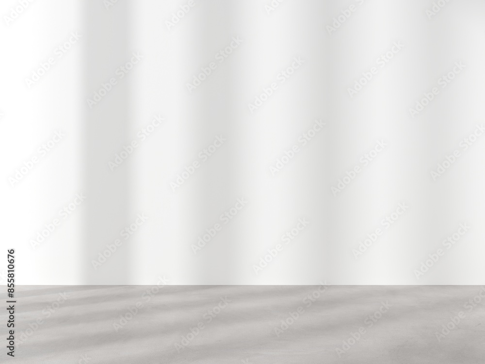 Poster cozy empty area scene. empty white wall background and concrete floor minimal style with empty space