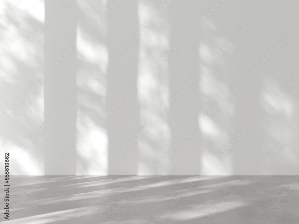 Poster cozy empty area scene. empty white wall background and concrete floor minimal style with empty space