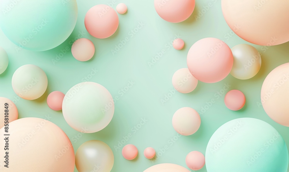 Aufkleber abstract background of different size balls and different colours on green background with space for