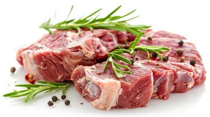 Fototapeta premium lamb meat rump steaks isolated on white, healthy food concept