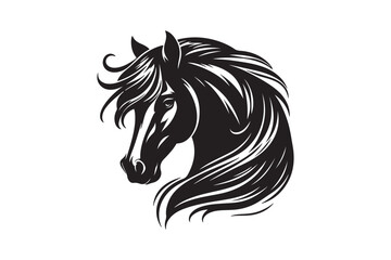 Horse left side look silhouette vector illustration