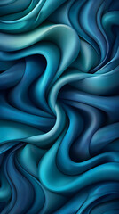 Obraz premium A mesmerizing labyrinth of interconnected geometric shapes in a gradient of deep blues and greens, reminiscent of a Thai ceramic tile pattern seen from above. 