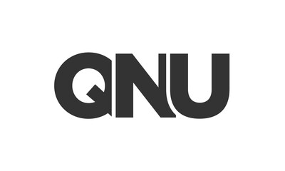 QNU logo design template with strong and modern bold text. Initial based vector logotype featuring simple and minimal typography. Trendy company identity.
