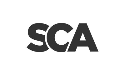 SCA logo design template with strong and modern bold text. Initial based vector logotype featuring simple and minimal typography. Trendy company identity.