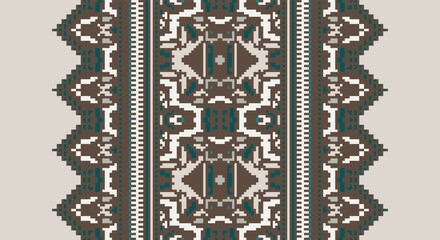 Ethnic Style Vector Seamless Pattern. Pixel Unique Geometric Vector Swatch. Ikat Perfect for Screen Background.