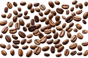 Coffee Beans Scattered Isolated on Transparent Background