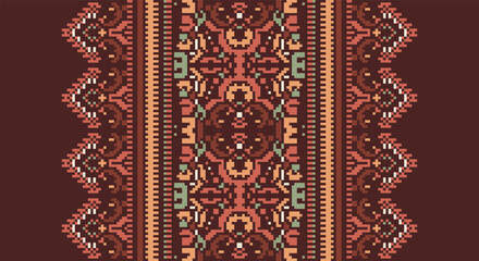 Ethnic Style Vector Seamless Pattern. Pixel Unique Geometric Vector Swatch. Ikat Perfect for Screen Background.