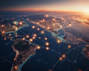 Efficient global trade network mapping key shipping routes for supply chain optimization