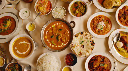 Elegant Spread of Traditional Indian Cuisine
