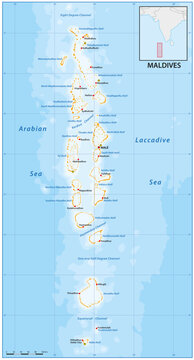 Detailed vector map of the Republic of Maldives