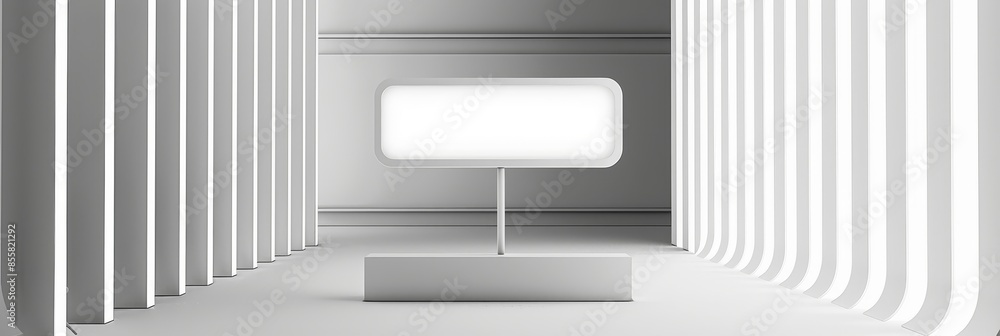 Poster minimalist design with light display - a minimalist modern interior design featuring a lit rectangul