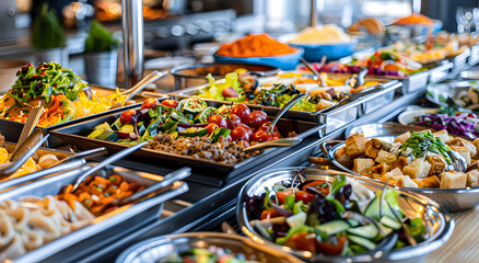 Table with delicious food, buffet.