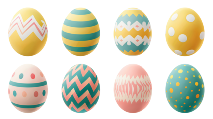 a group of eggs with different designs