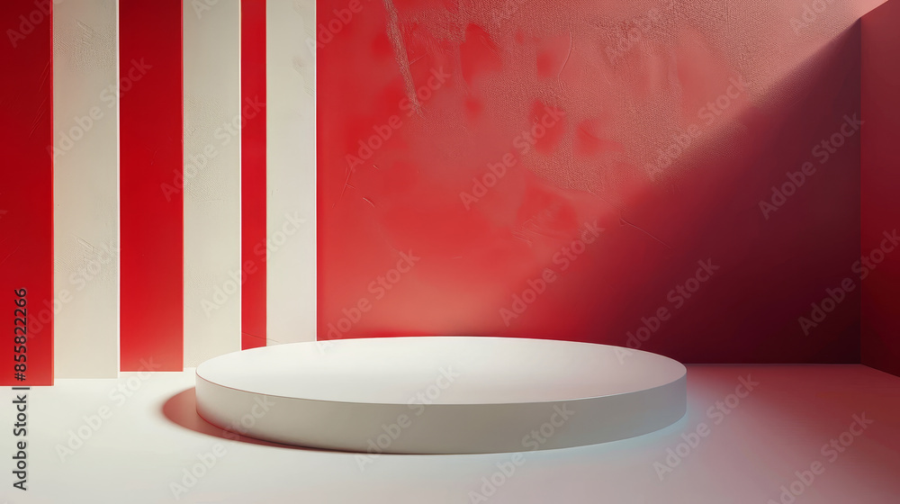 Poster minimalist product display with red and white stripes - a minimalistic and modern product display wi