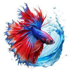 One fighting fish in a transparent background of various colors.