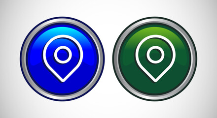 Map Pointer Location Icon Button Set Design Illustration