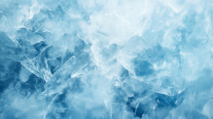 Fototapeta premium Closeup of an ice surface with intricate patterns and textures. Light blue background backdrop