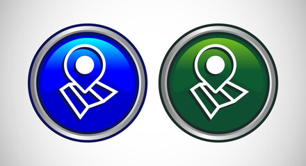 Map Pointer Location Icon Button Set Design Illustration