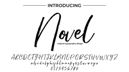 Novel Font Stylish brush painted an uppercase vector letters, alphabet, typeface