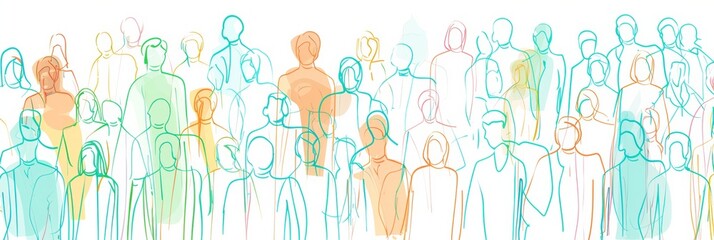 Diverse crowd of people. Group diversity silhouette people from the side. Community of colleagues or collaborators. Concept of bargain agreement or pact. Collaborate. Co-workers. Harmony. Organization
