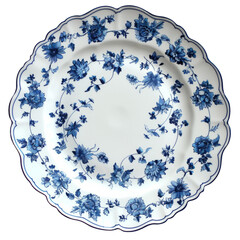 Elegant Blue and White Floral Porcelain Plate Vintage Decorative Dishware for Dining or Display