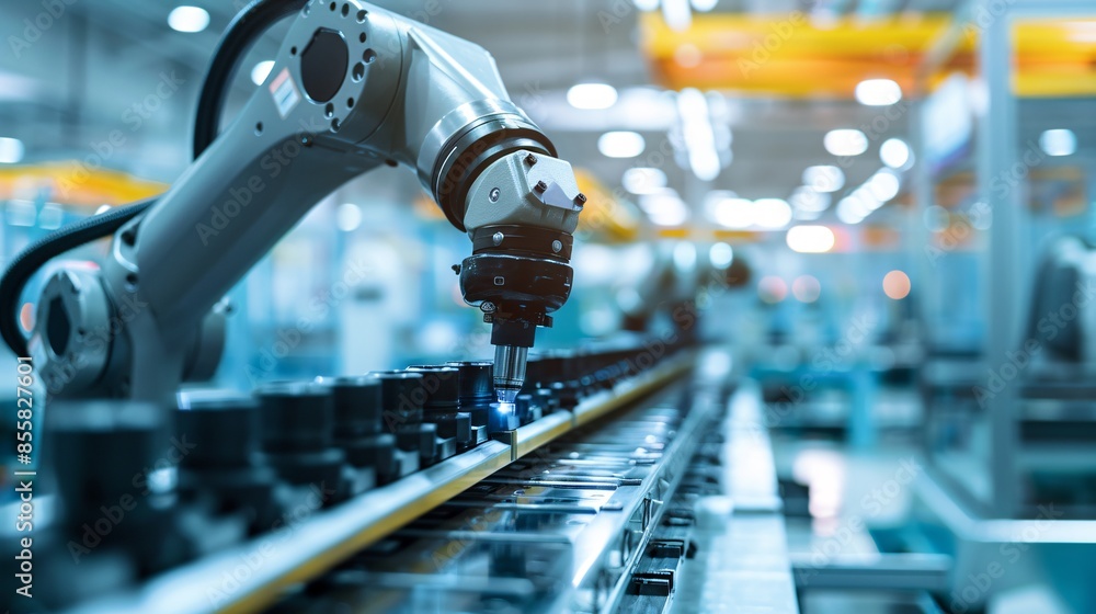 Aufkleber a robotic hand machine tool is seen in action at an industrial manufacturing factory, depicting prec