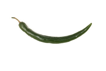 Green chili pepper on a white background